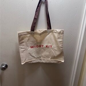 Wiggy Kit Canvas Tote Bag with 'BUILD YOUR KIT' Print - Natural & Red Accents